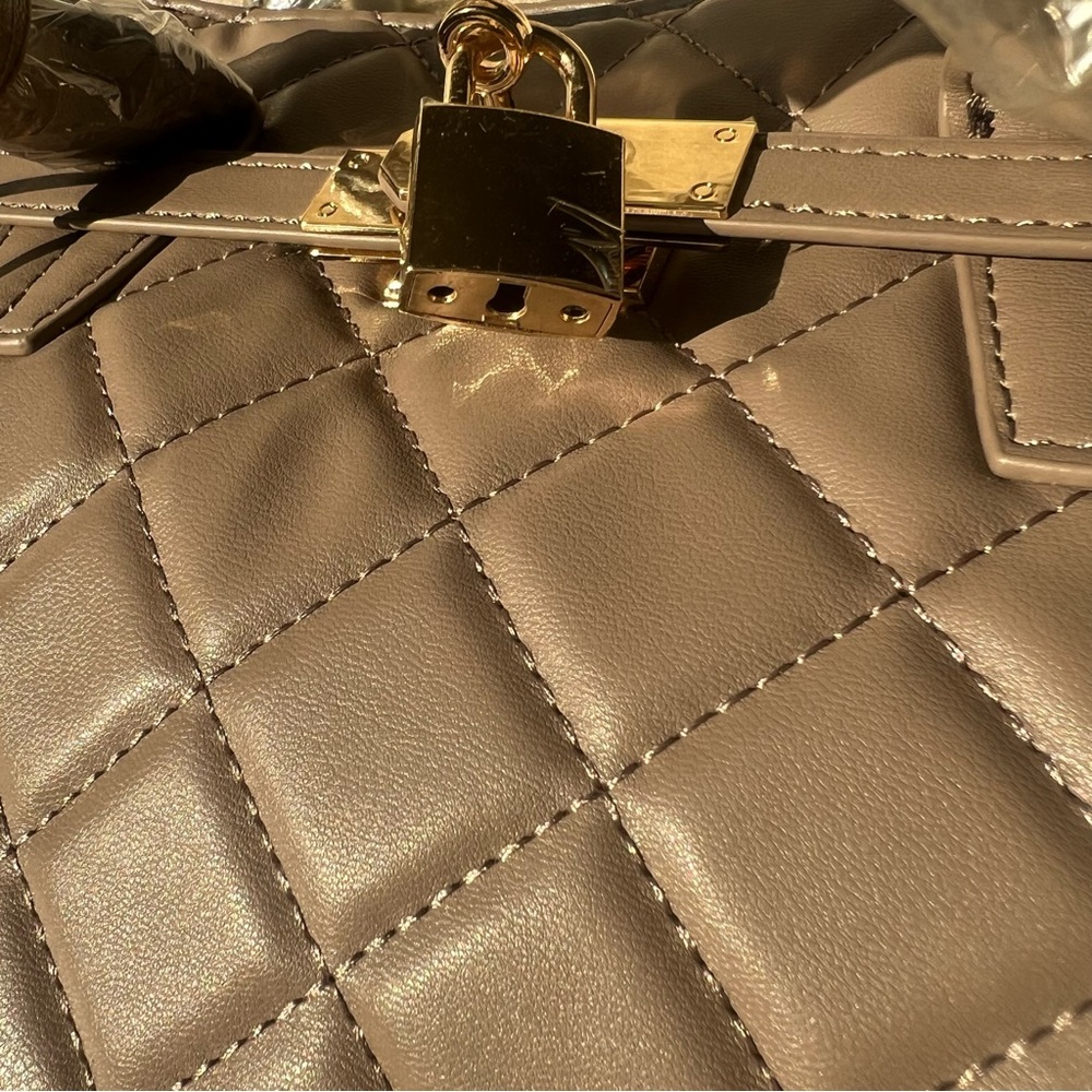 Studio Badgley Mischka Vegan Leather Tote, in Taupe. - Picture 4 of 16